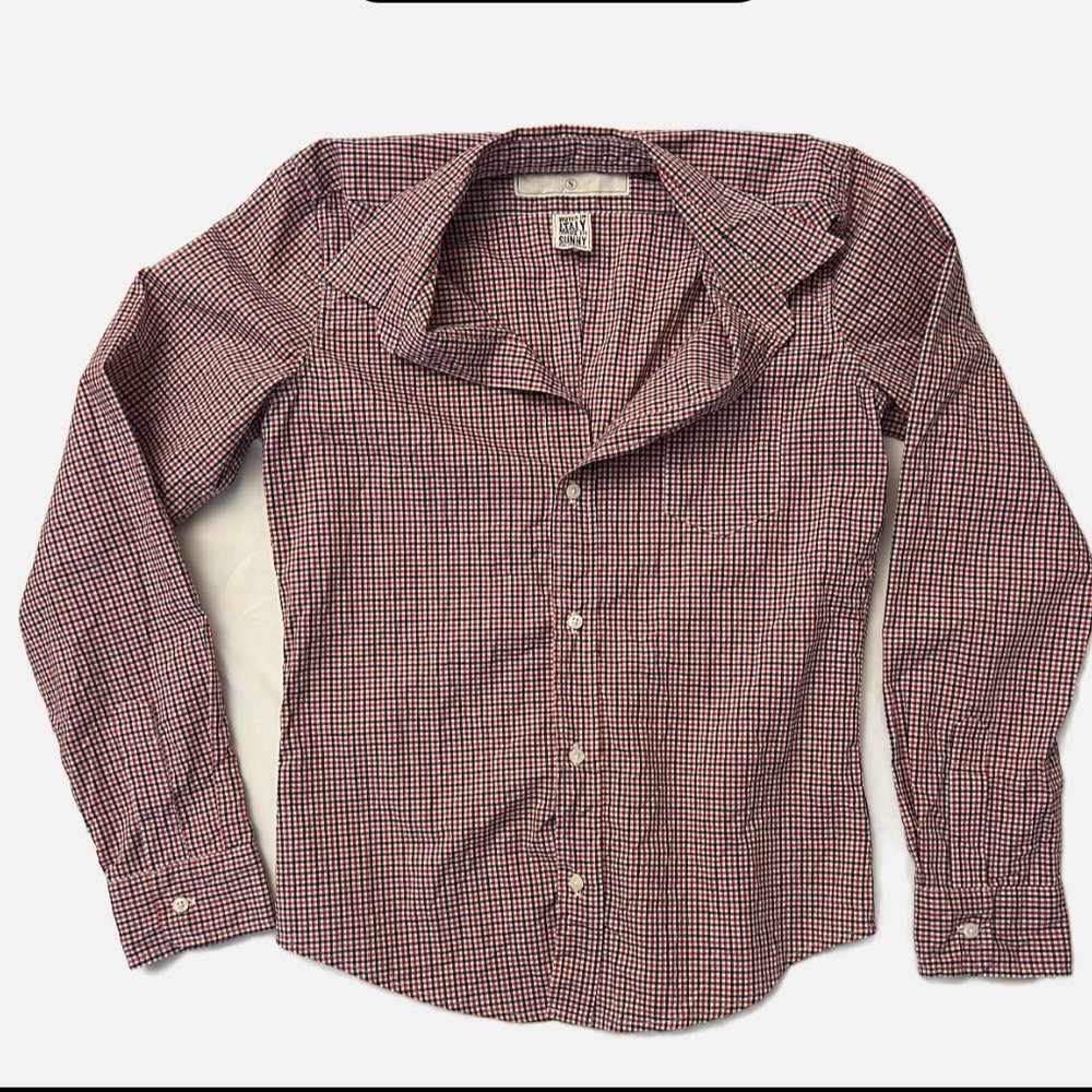 Frank & Eileen Small Red and Blue Plaid Button Down Cotton Shirt